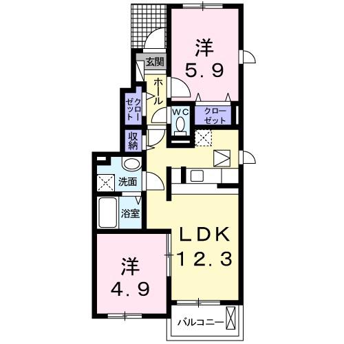 グラン・コンフォールA(2LDK/1階)の間取り写真