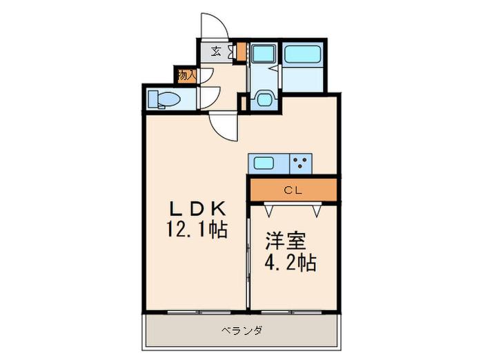 THE AFFINITY CRUZ-SQUARE(1LDK/4階)の間取り写真