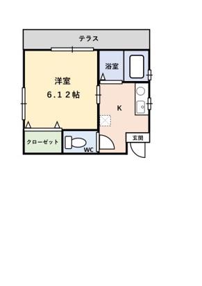 ビームKII(1K/1階)の間取り写真
