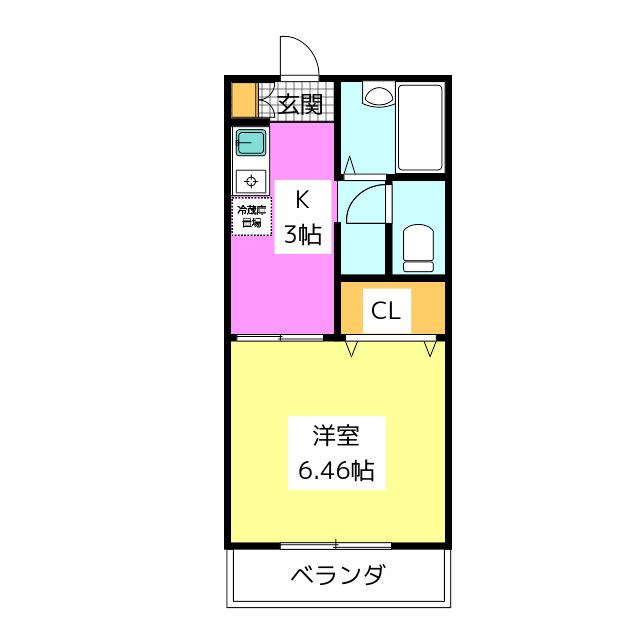 エピナール(1K/2階)の間取り写真