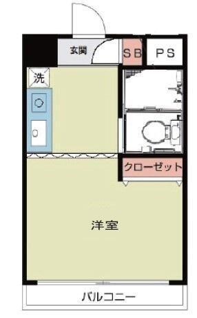 ハイネス鹿島田(1K/4階)の間取り写真