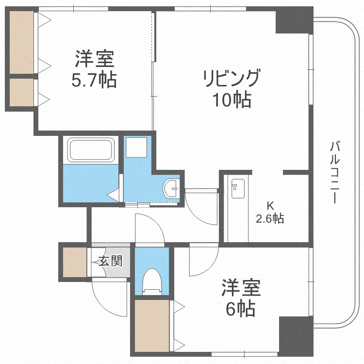 ティアラ豊平第一(2LDK/5階)の間取り写真