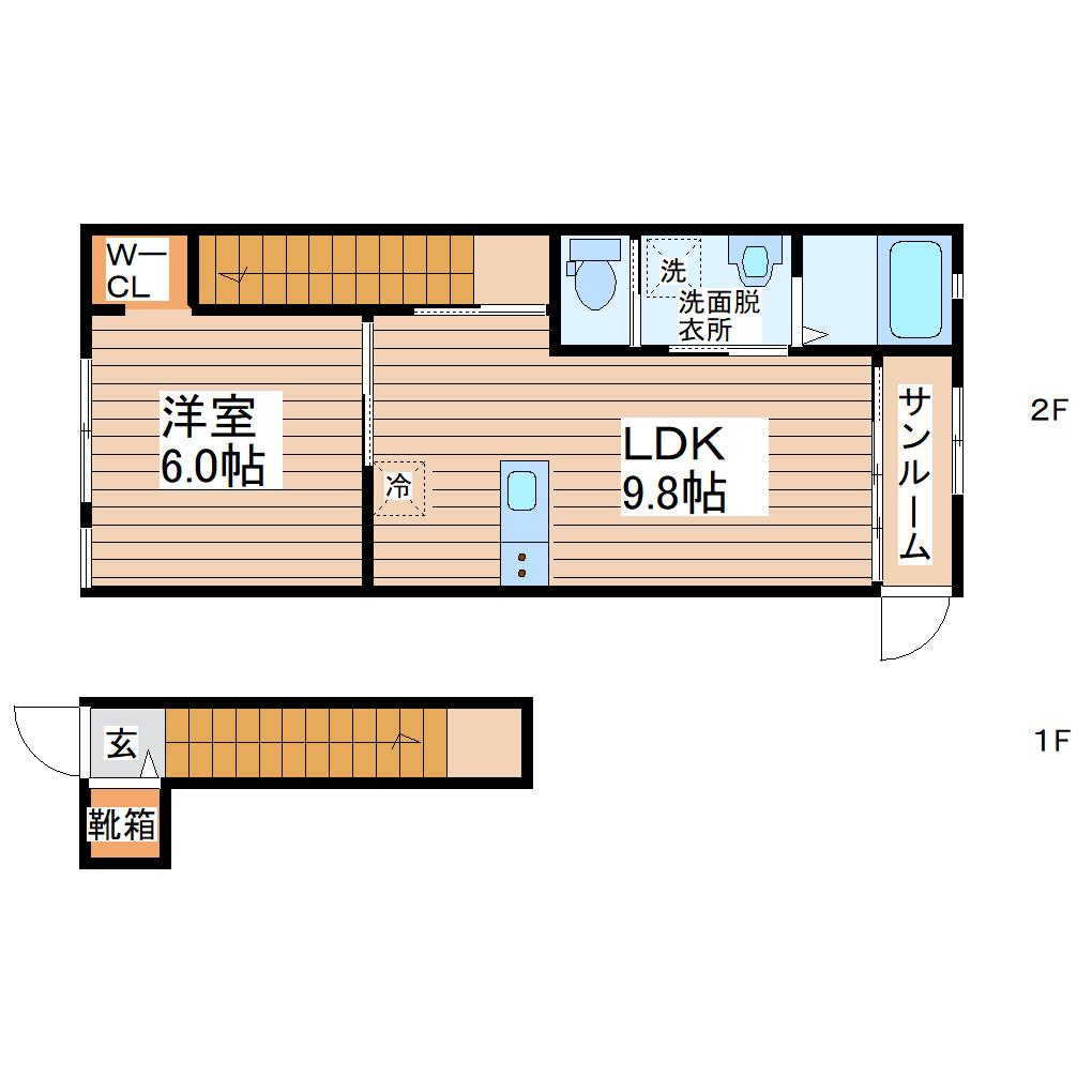カーサトラスト(1LDK/2階)の間取り写真