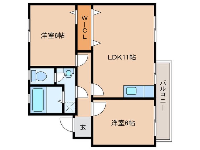 グリーンガーデン稲葉A(2LDK/2階)の間取り写真