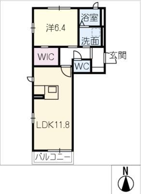 ヴェルデ・ジャルディーノ(1LDK/2階)の間取り写真