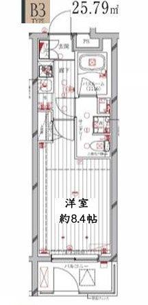 レガリス洗足池(1K/3階)の間取り写真