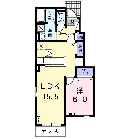 サンシャイン(1LDK/1階)の間取り写真