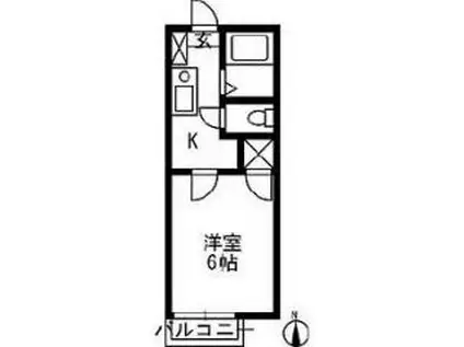 リトルカーサ(1K/2階)の間取り写真