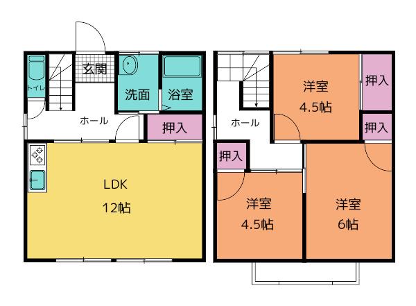 ファミール室園(3LDK/1階)の間取り写真