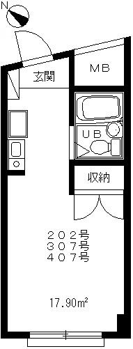 ジョイフルオークラNO20(ワンルーム/3階)の間取り写真