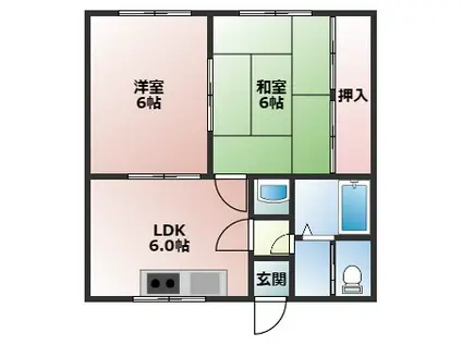 ハイム華102(2DK/1階)の間取り写真