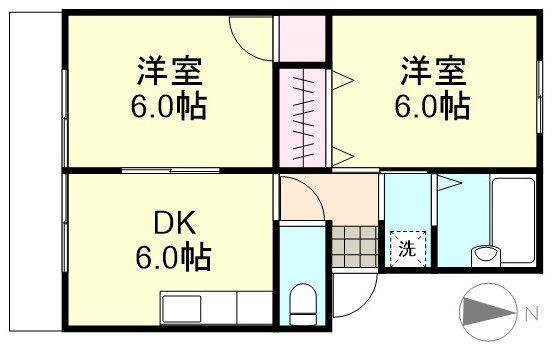プレジール富井A棟(2DK/1階)の間取り写真