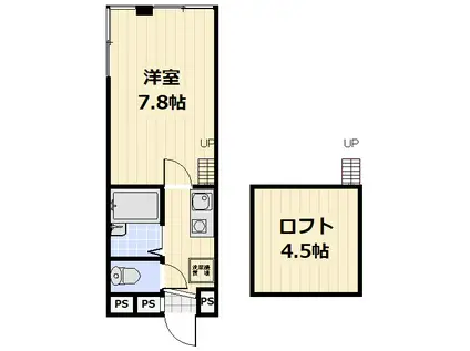 クリスタルアベニュー(1SK/4階)の間取り写真