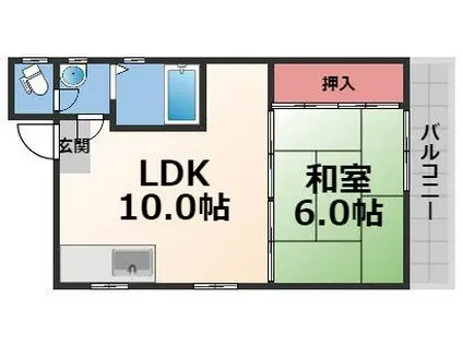 鎌田マンション(1LDK/4階)の間取り写真