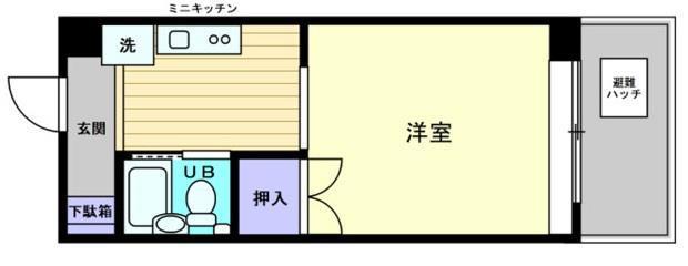 マンション福山(1K/3階)の間取り写真