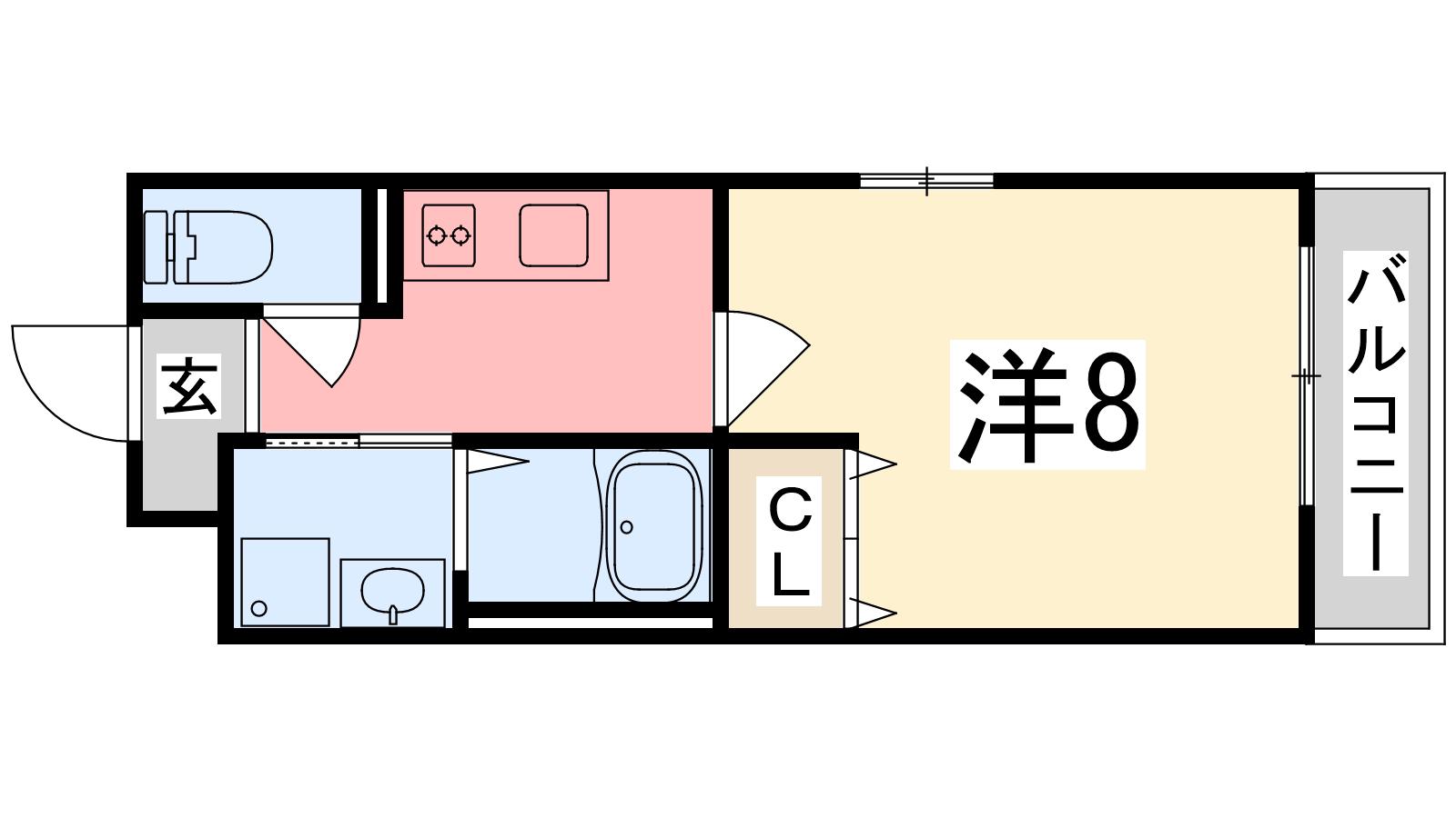 クローバー英賀保駅前(1K/3階)の間取り写真