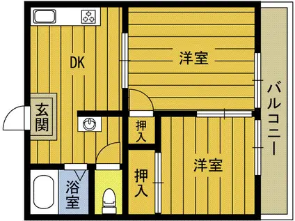 グリーンビル萩原(2DK/3階)の間取り写真
