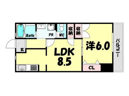 ルミエールダイドー(1LDK/8階)の間取り写真