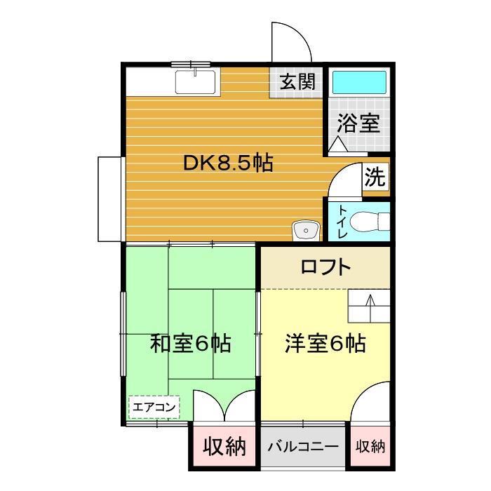 サンレジデンスAOI(2DK/1階)の間取り写真