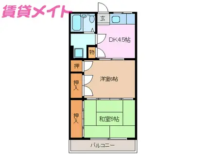 コーポみゆき(2DK/2階)の間取り写真