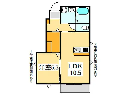 グリーンハーモニー(1LDK/1階)の間取り写真