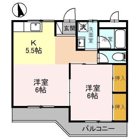 エクメーネ西沢(2K/3階)の間取り写真