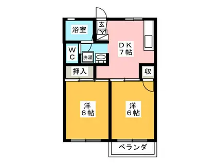 メゾン丸子(2DK/2階)の間取り写真