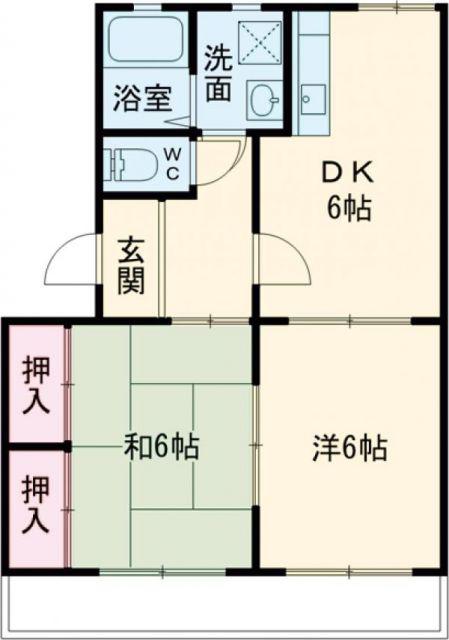 ラフォーレ西沢II(2DK/2階)の間取り写真