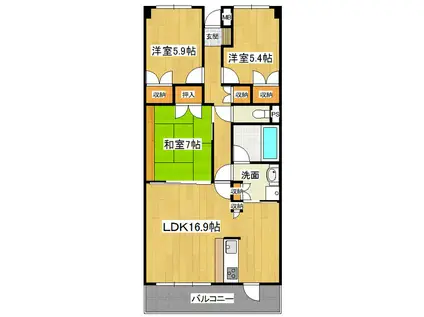 ルミナス観音台壱番館(3LDK/5階)の間取り写真