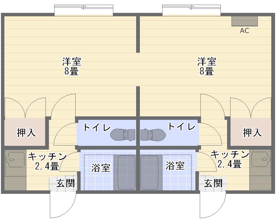 アベニュー広面(1K/2階)の間取り写真