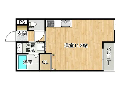 ラルーチェB(ワンルーム/1階)の間取り写真