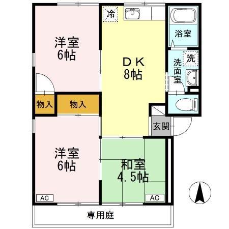 ファミール三好 A棟(3DK/1階)の間取り写真