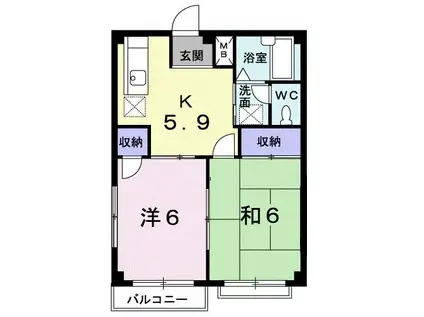 エルディムツチヤA(2K/2階)の間取り写真