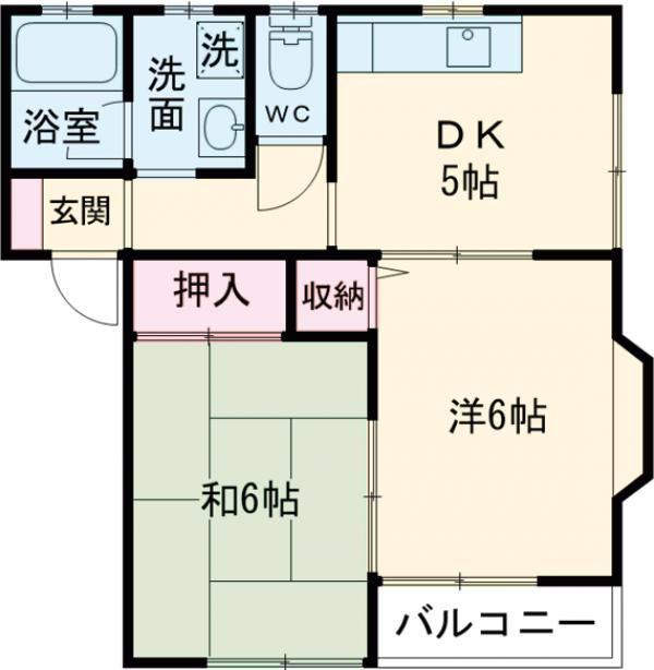 ミント・ハウス(2DK/2階)の間取り写真
