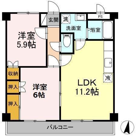 コンフォールパレス(2LDK/3階)の間取り写真