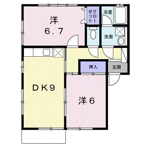 グリーンベル(2DK/1階)の間取り写真