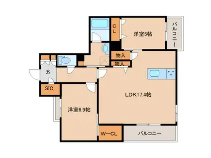 レジデンス三条宮前(2LDK/4階)の間取り写真