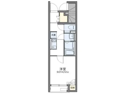 京王線 多磨霊園駅 徒歩12分 2階建 築12年(1K/1階)の間取り写真