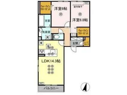 ガーデン ラピッズ(2LDK/1階)の間取り写真