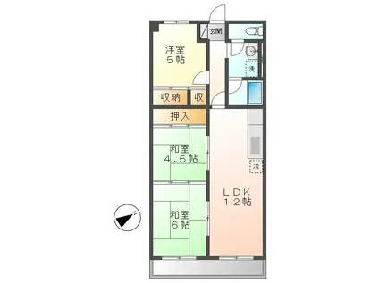 美笠レジデンス(3LDK/3階)の間取り写真