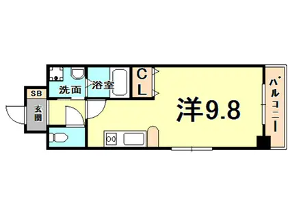 アッシュコート夙川公園(ワンルーム/3階)の間取り写真