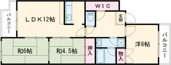 パルピアマンション(3LDK/5階)の間取り写真