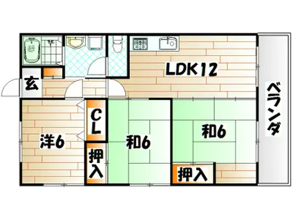 エクレール大里(3LDK/2階)の間取り写真