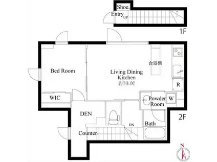 アリュイッテ青井(1LDK/2階)の間取り写真