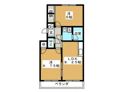SUNCITY・HIKOTA A-1(2DK/1階)の間取り写真