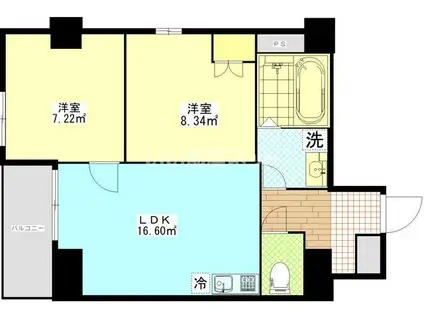フェリチタ越谷駅前(2LDK/2階)の間取り写真