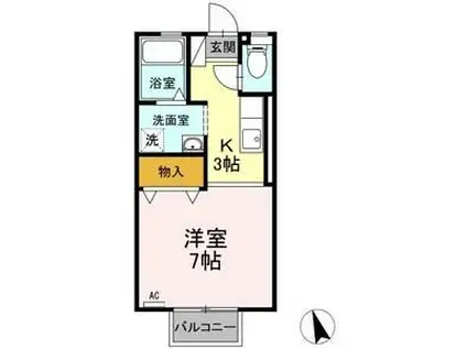 プレステージMIYA(1K/1階)の間取り写真