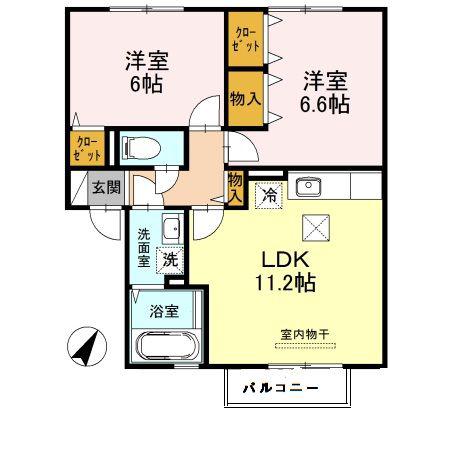 コンフォール・ヴィラ A棟(2LDK/2階)の間取り写真