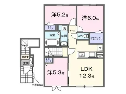 リノ メリアI(3LDK/2階)の間取り写真