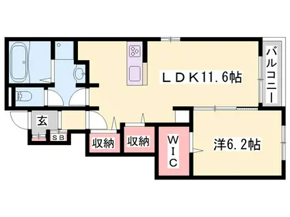 ル ボヌール赤穂II(1LDK/1階)の間取り写真